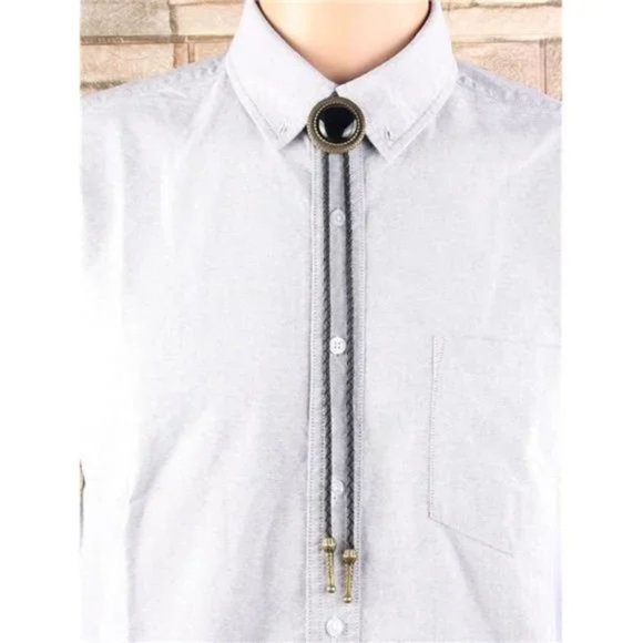NEW MENS Bolo Tie Cowboy Necklace Leather Necktie Western Agate Bolo Tie - Picture 2 of 8